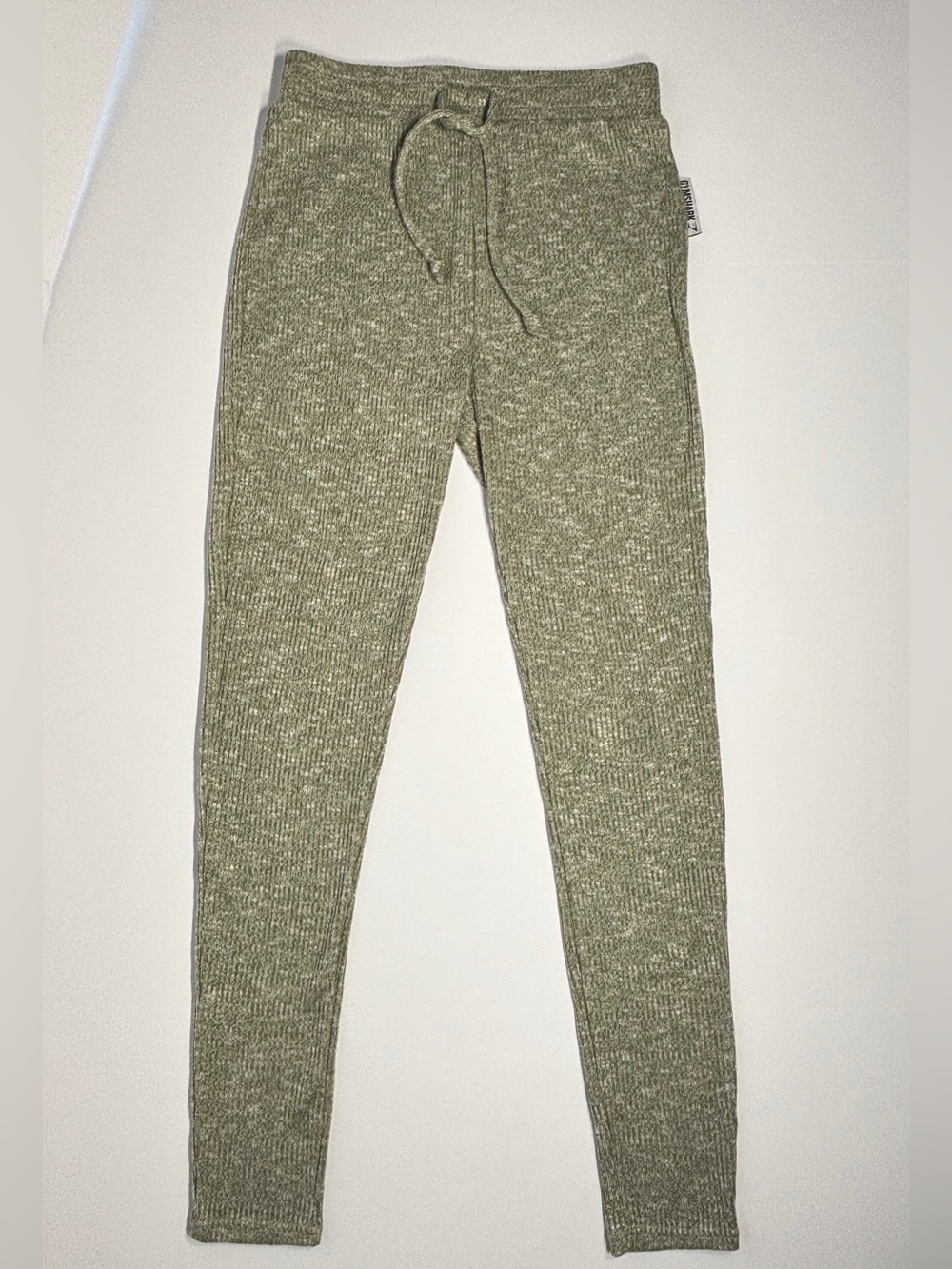 Gymshark Ribbed Knit Tapered Pants Womens Small Olive Green Marl Drawstring